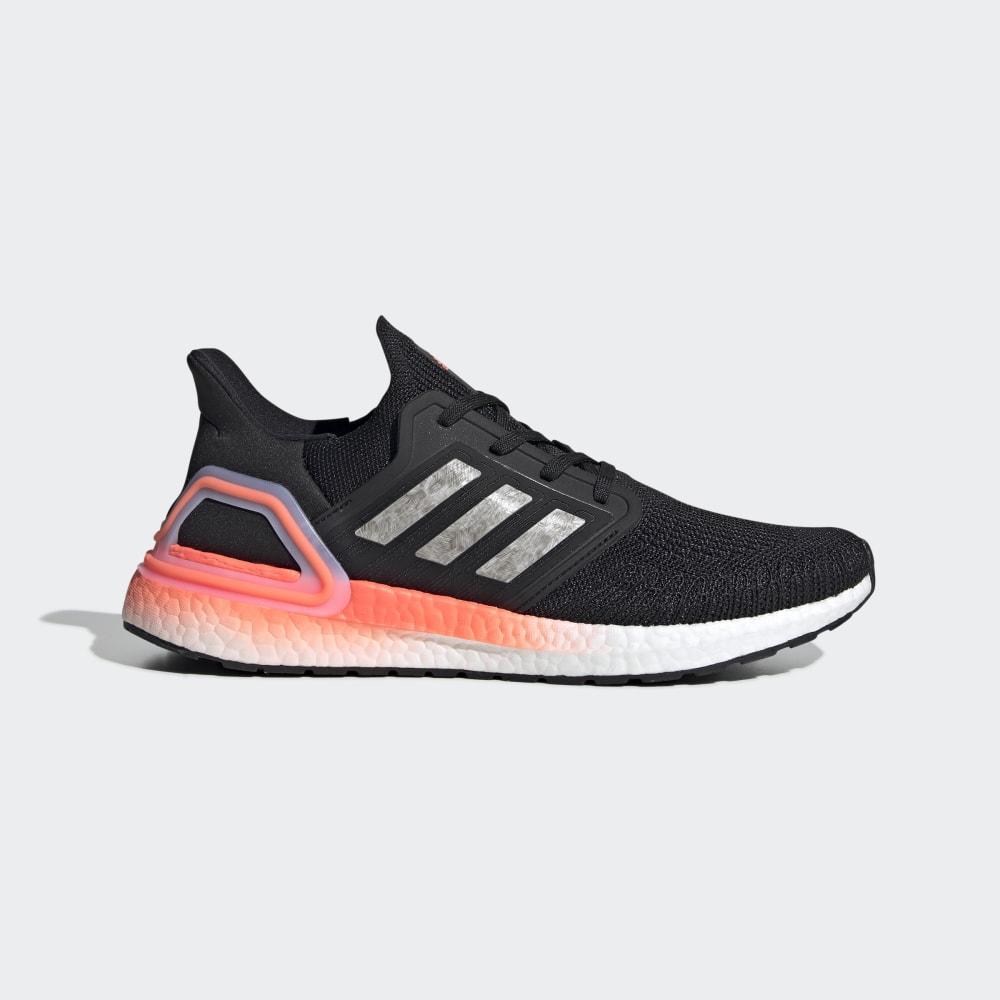 Adidas Men's Ultraboost 20 Running Shoes Black/White/Coral Ireland EG0756